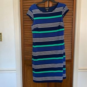 Liz Claiborne Blue/Green/White Striped Dress